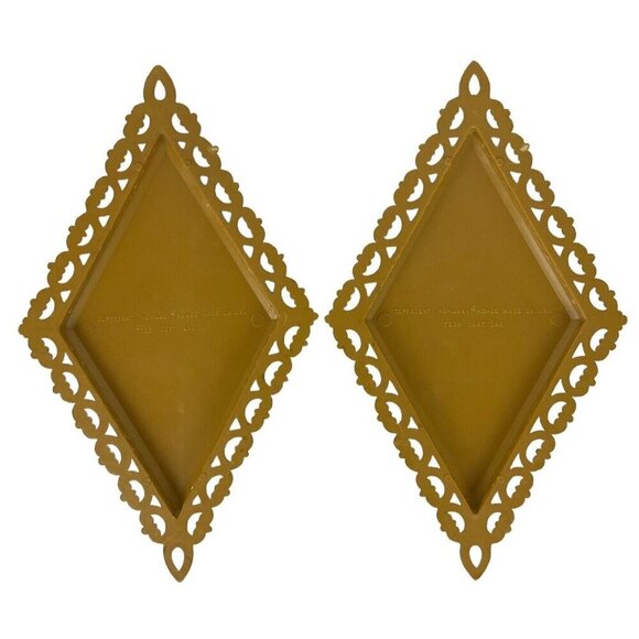 Vintage 1971 Homco Gold Gilt Diamond-Shaped Wall Plaques Set Of 2 - Picture 2 of 6